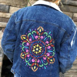 Sherpa-lined Stonewashed Denim Jacket